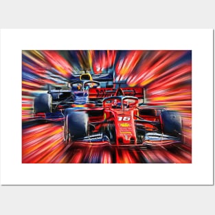 Leclerc leading Verstappen Posters and Art